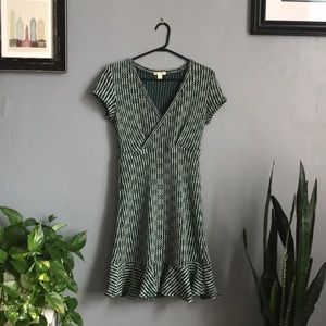 Woven, textured, green dress